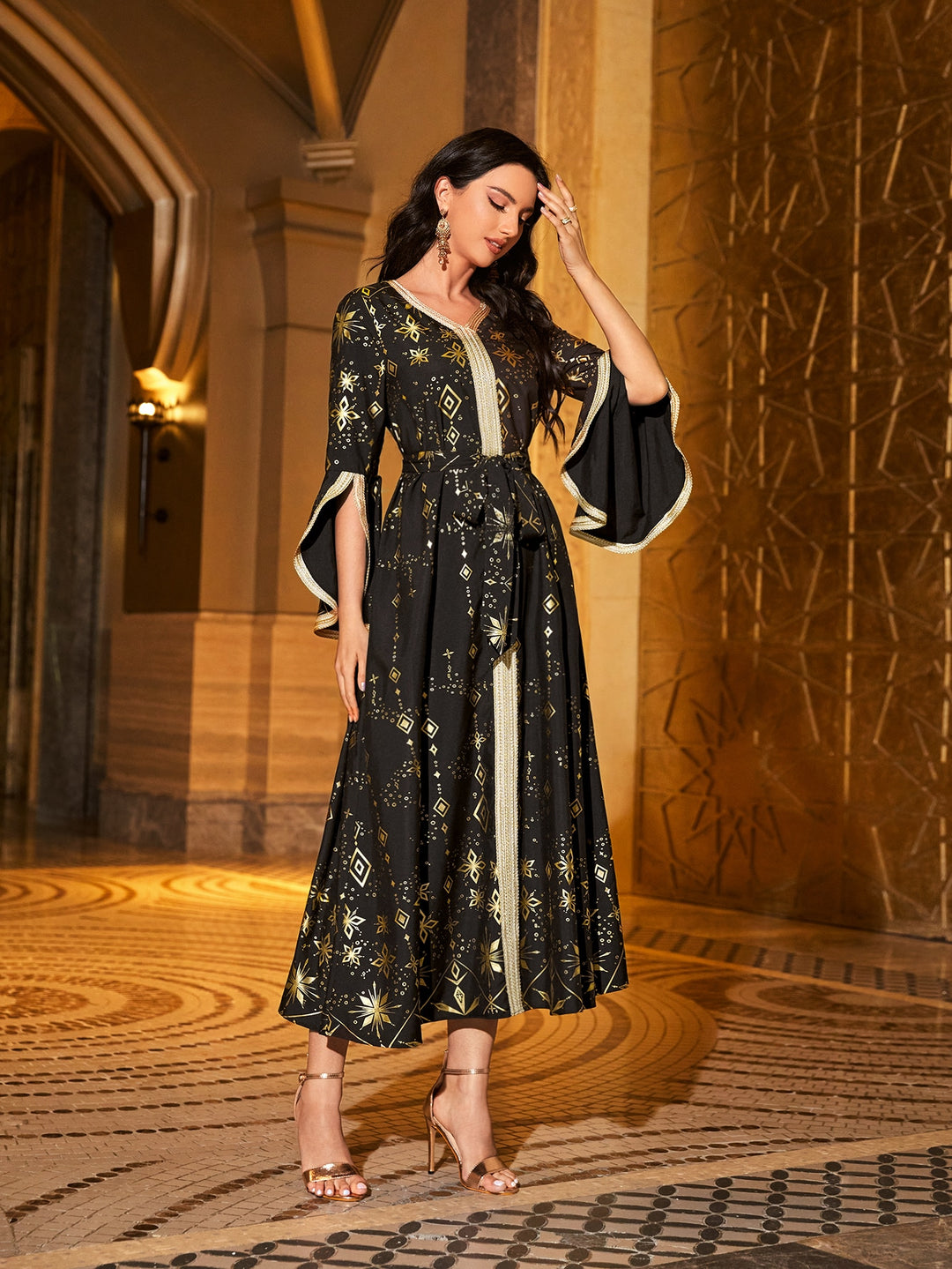 Set caftan și jalabiya SHEIN, negru