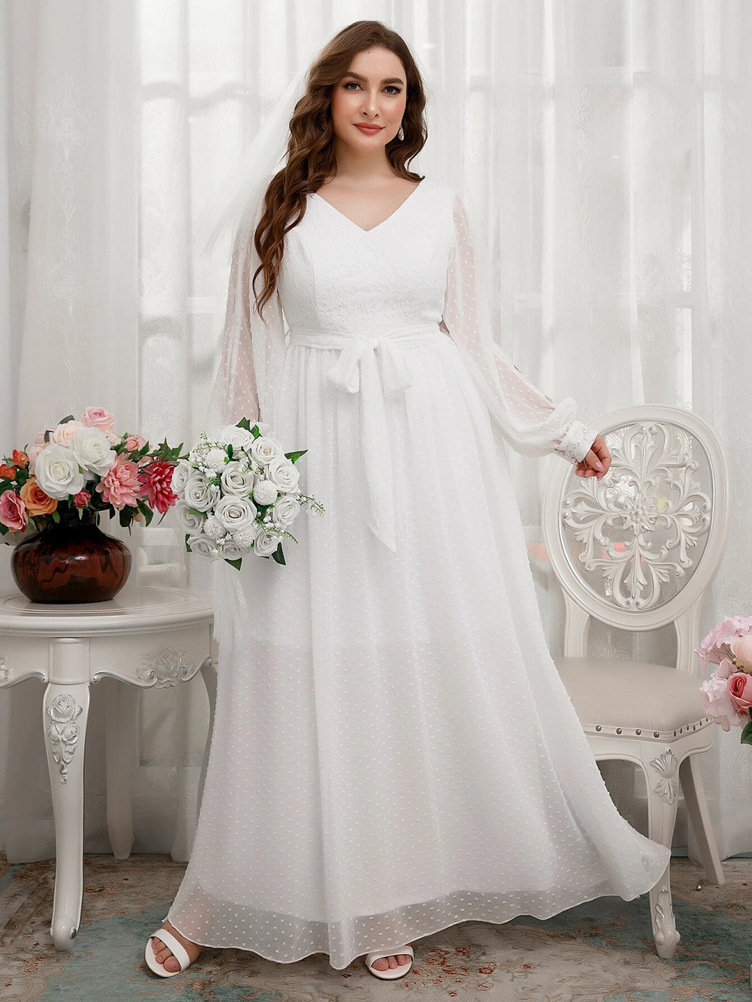Rochie maxi SHEIN, alb