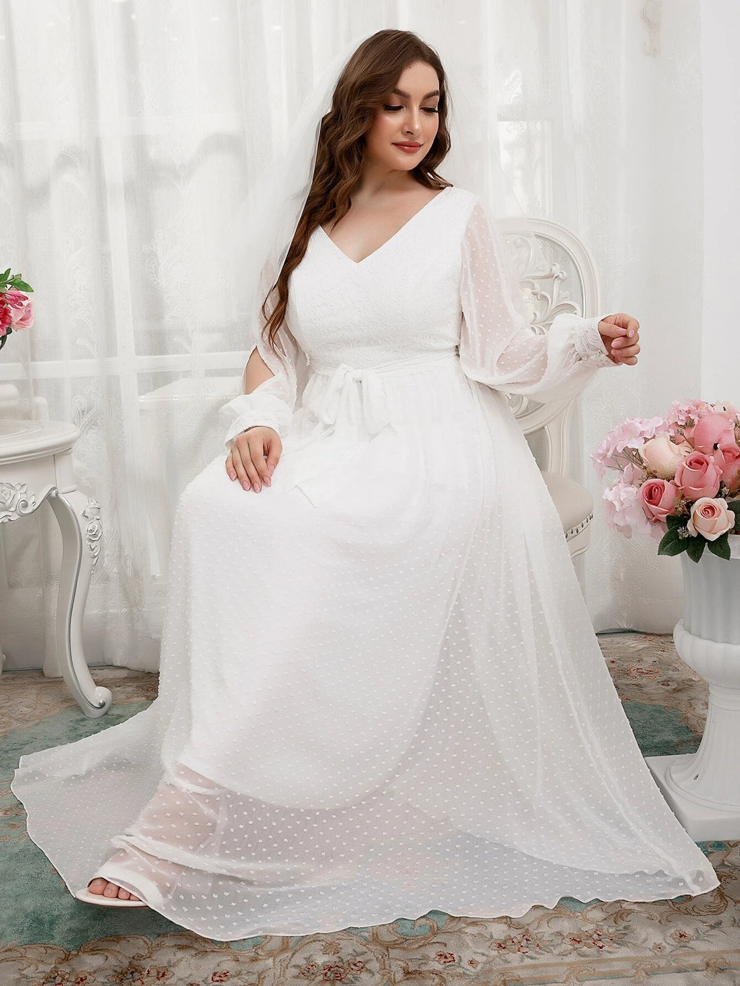 Rochie maxi SHEIN, alb