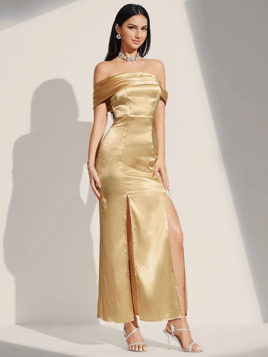 Rochie maxi SHEIN, auriu