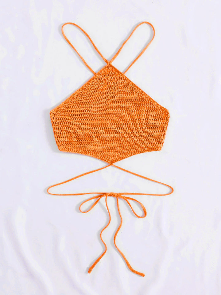Top tricotat SHEIN, portocaliu