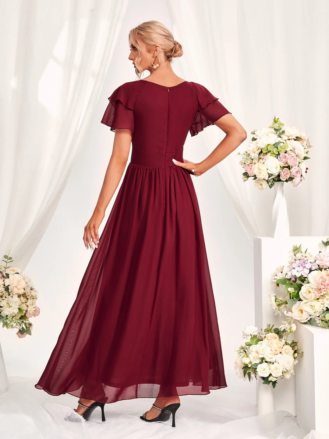 SHEIN maxi ruha, bordó