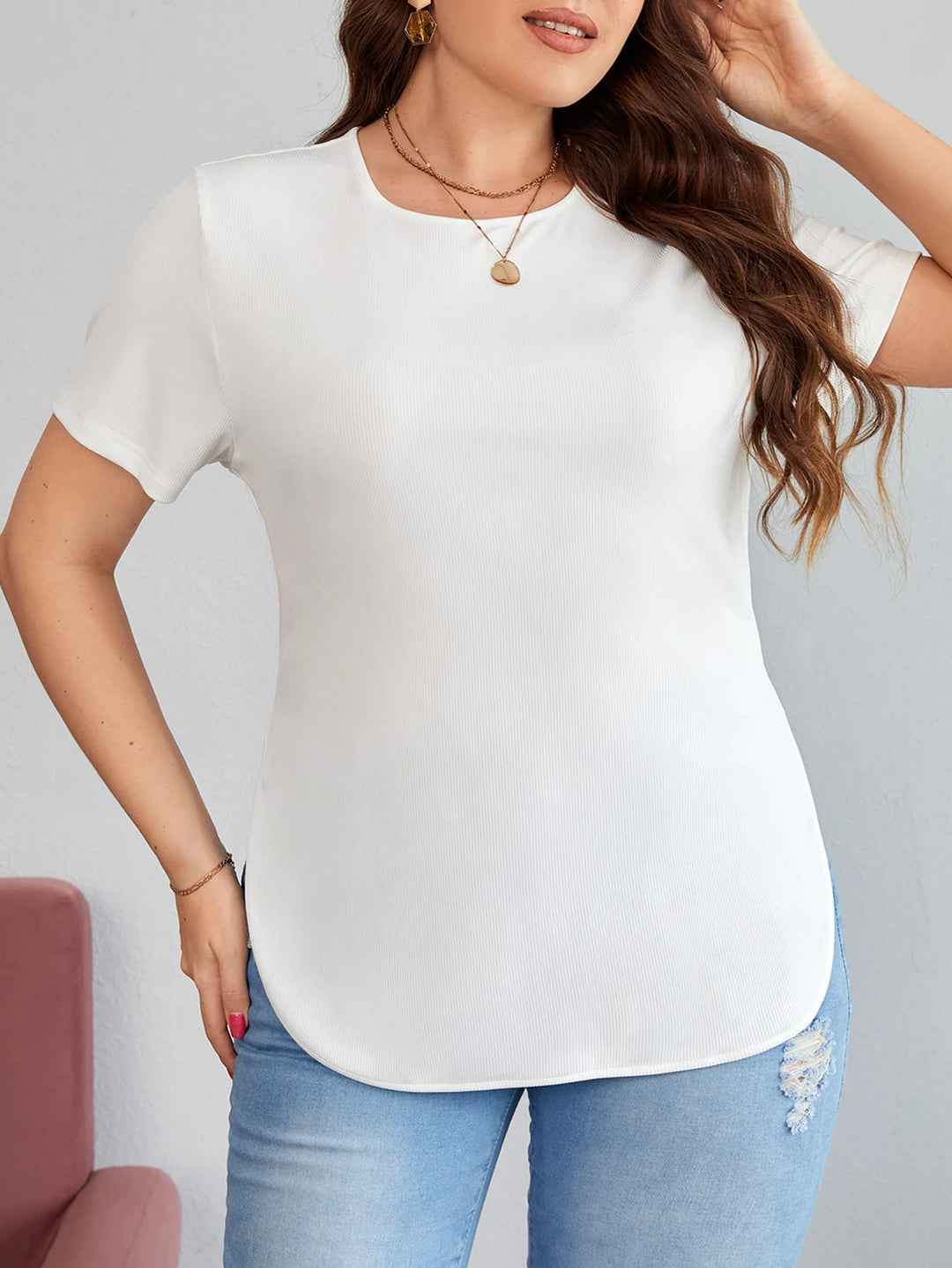 Tricou Shein Curve+, alb