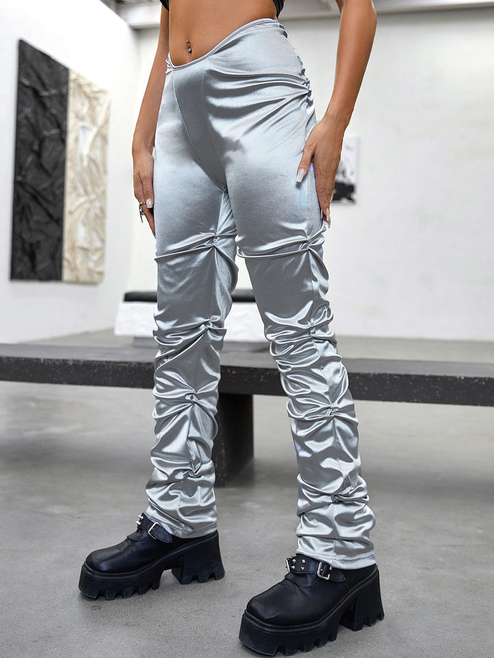 Pantaloni SHEIN, argintiu
