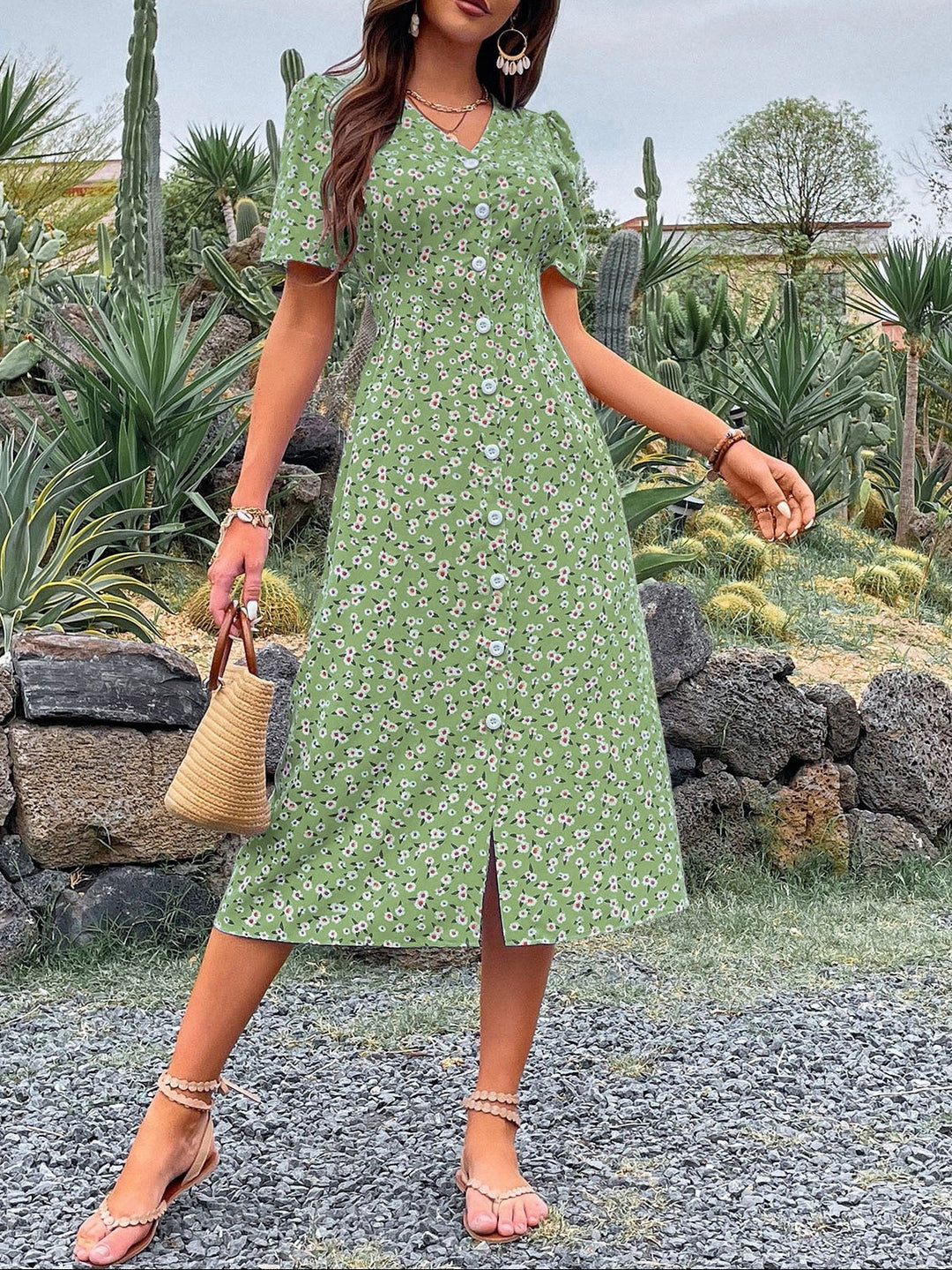 Rochie midi SHEIN, verde