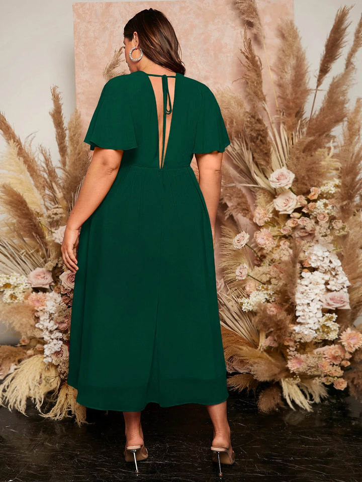 Shein Curve+ midi ruha, zöld
