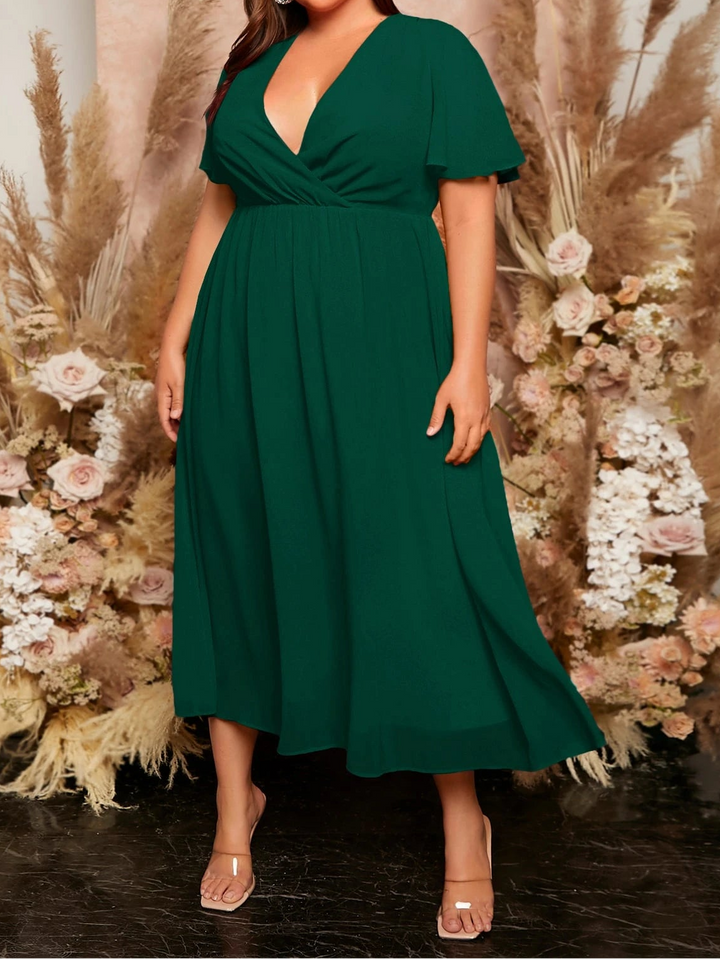 Shein Curve+ midi ruha, zöld