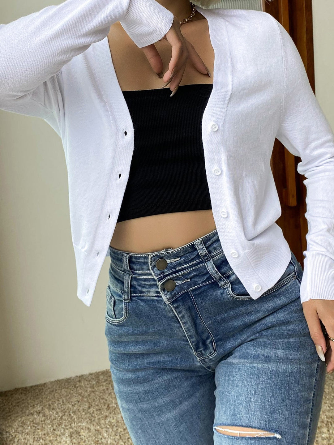 Cardigan SHEIN, alb