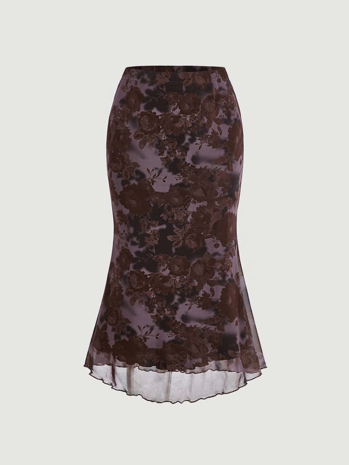 SHEIN midi skirt, mixed colours
