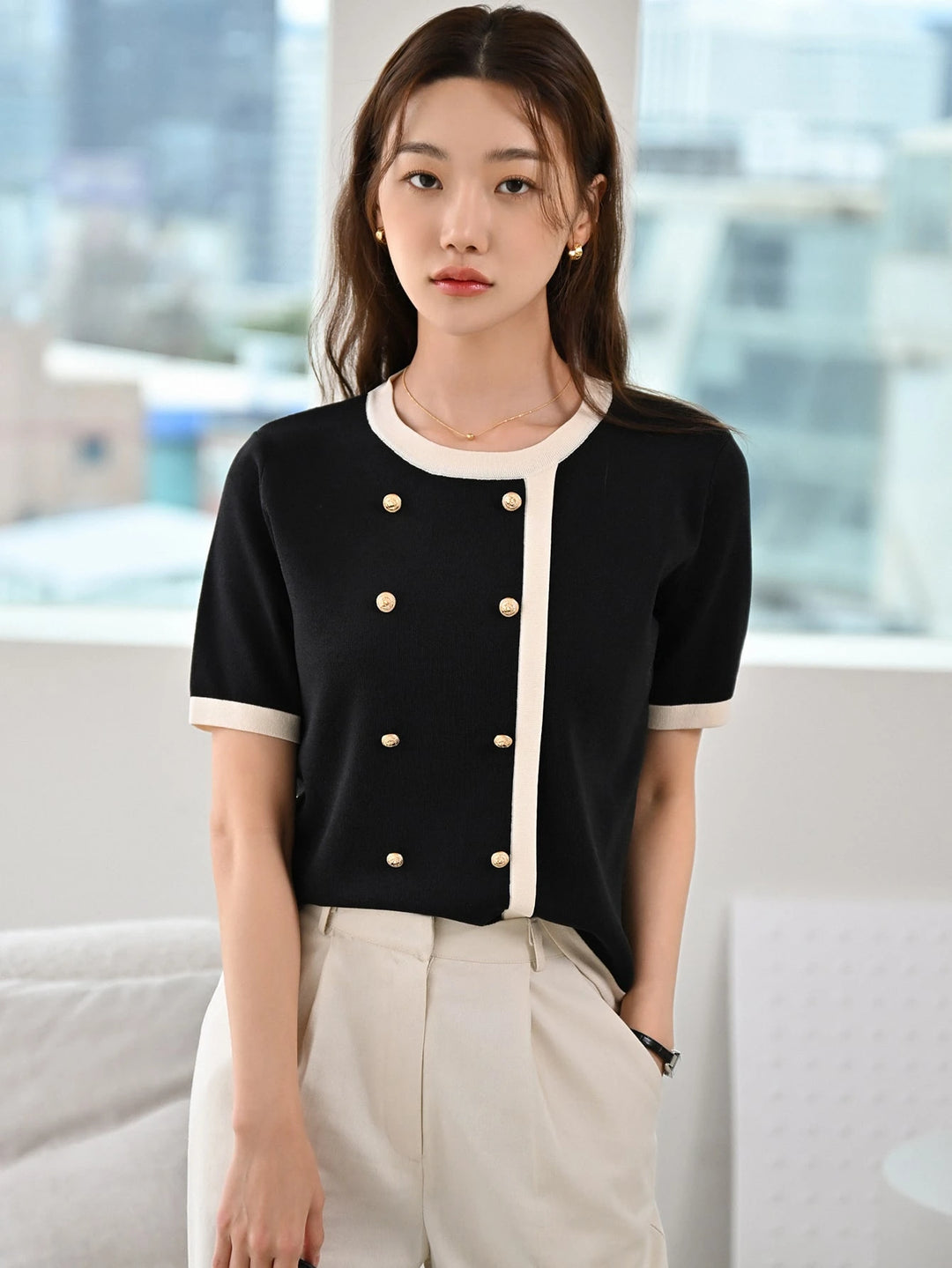 Top tricotat SHEIN, negru