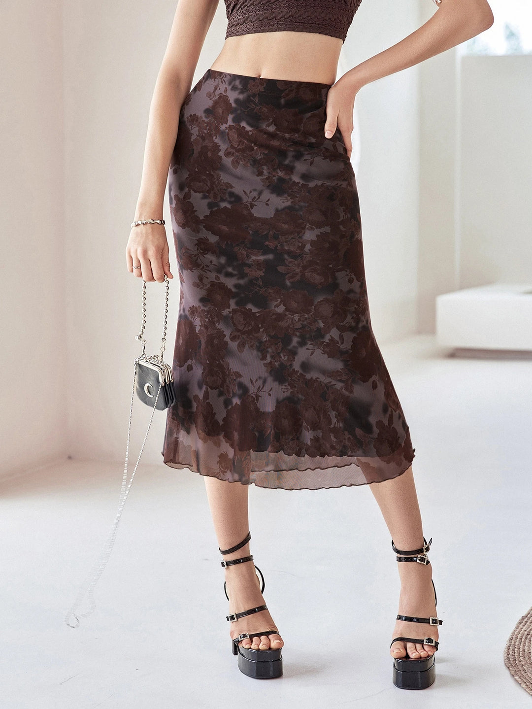 SHEIN midi skirt, mixed colours