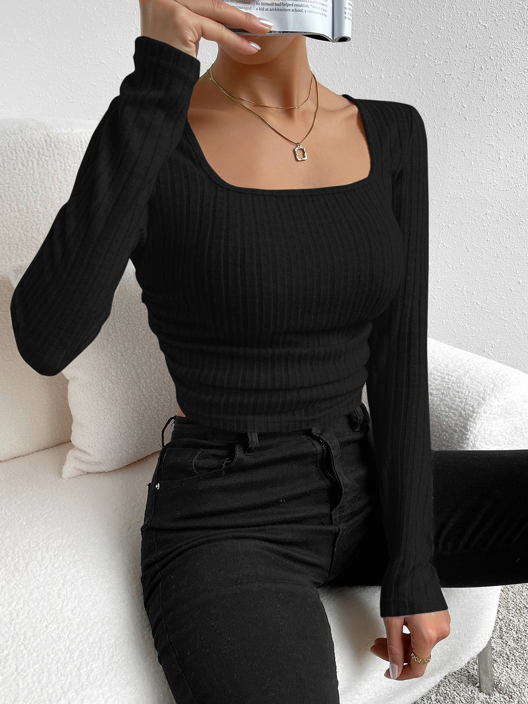 SHEIN Blúz, fekete