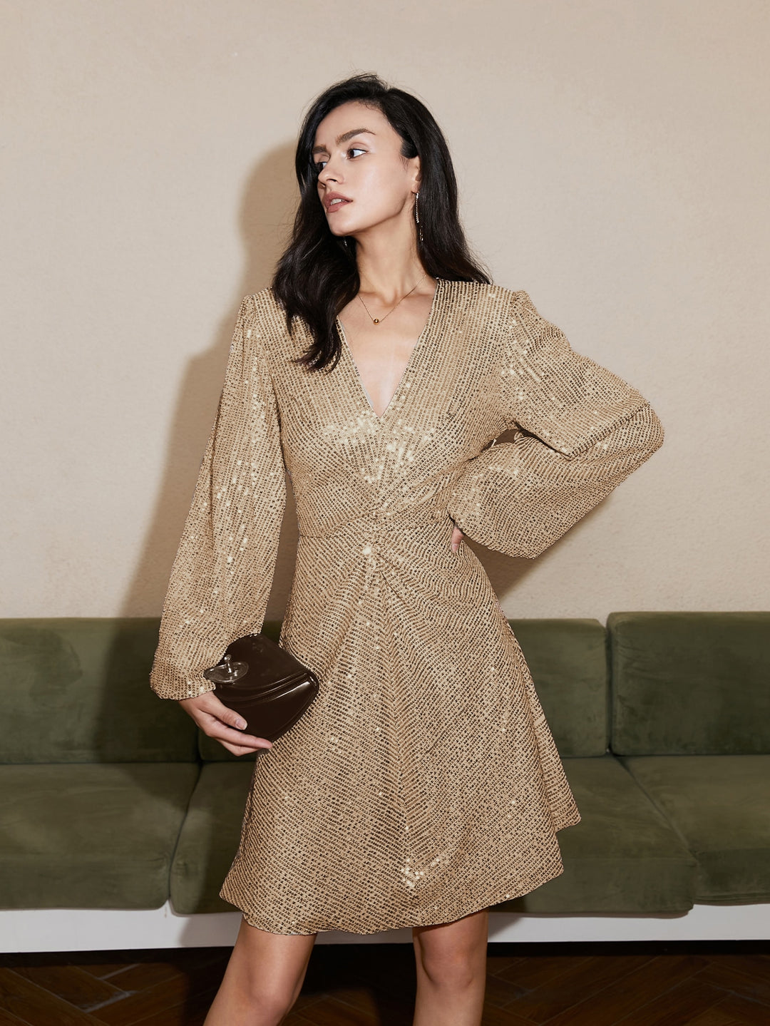 Rochie scurtă SHEIN, auriu