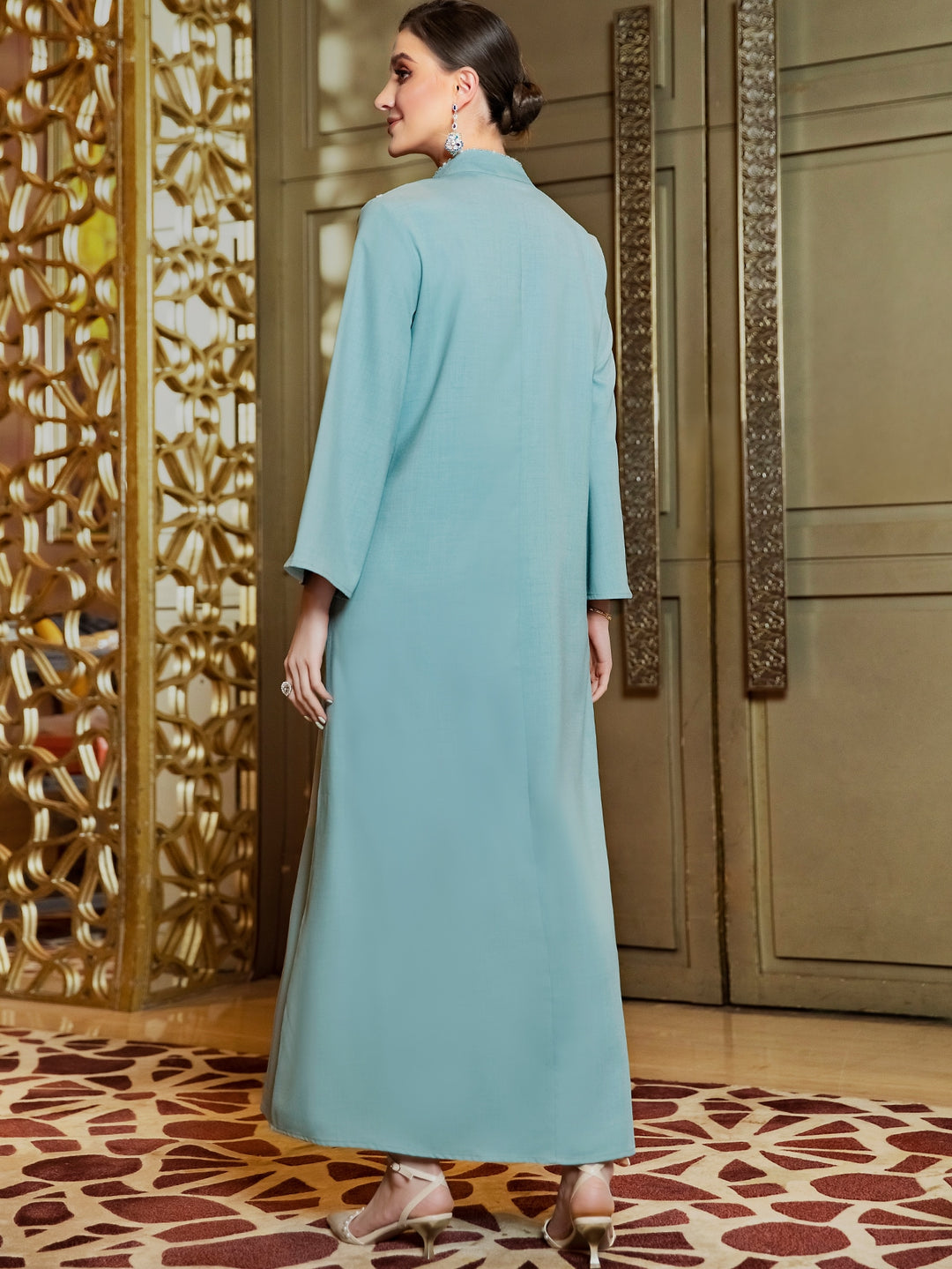 Set caftan și jalabiya SHEIN, turcoaz