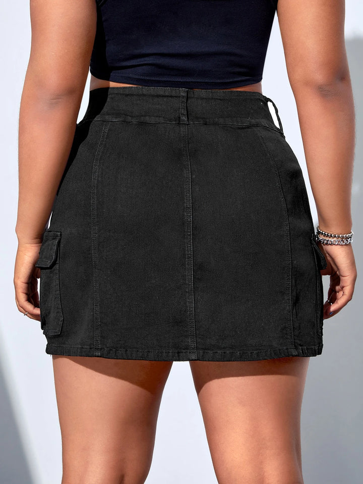 SHEIN farmerhatású szoknya, fekete