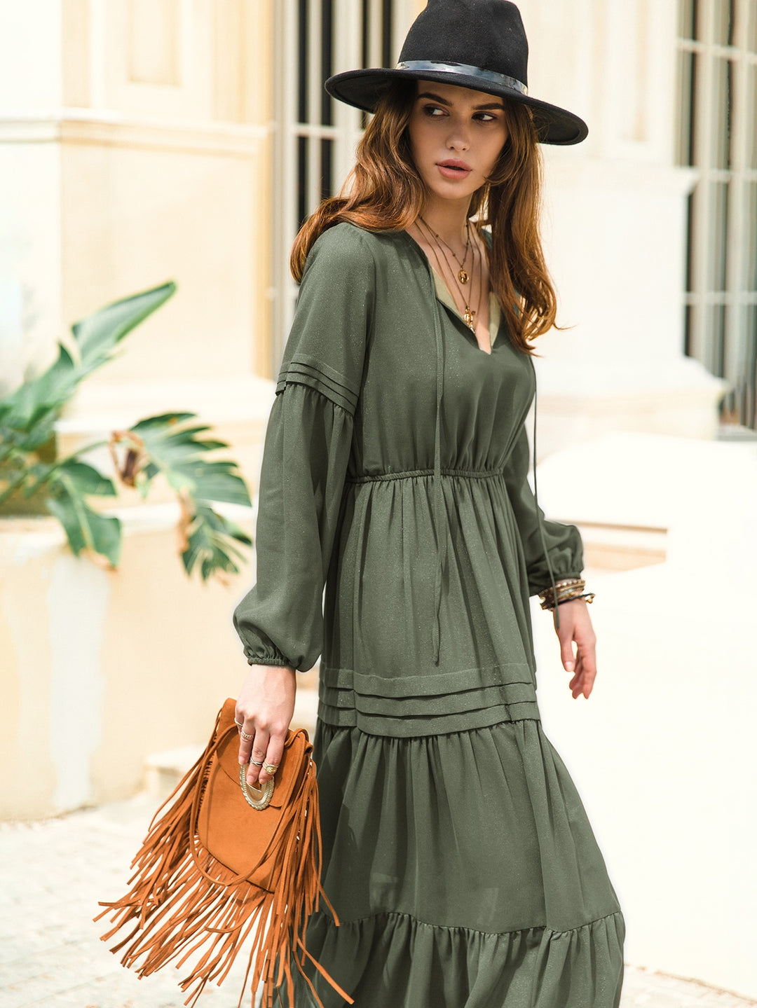 Rochie maxi SHEIN, kaki