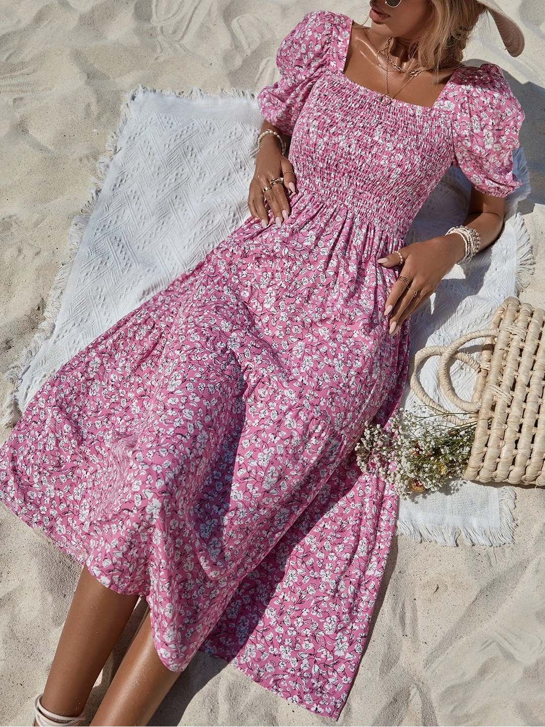 Shein maxi ruha, rózsaszín