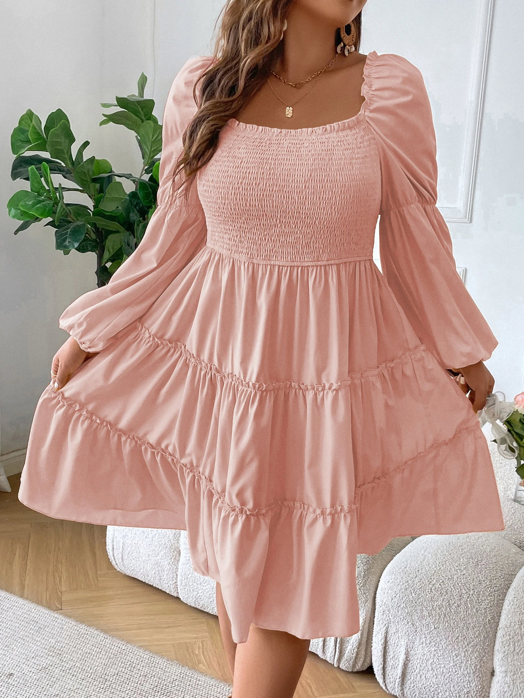 Rochie midi Shein Curve+, roz