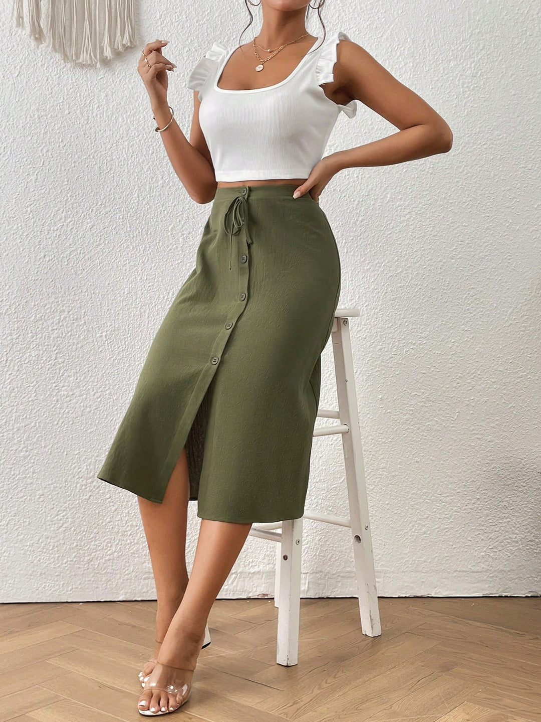Shein maxi szoknya, zöld