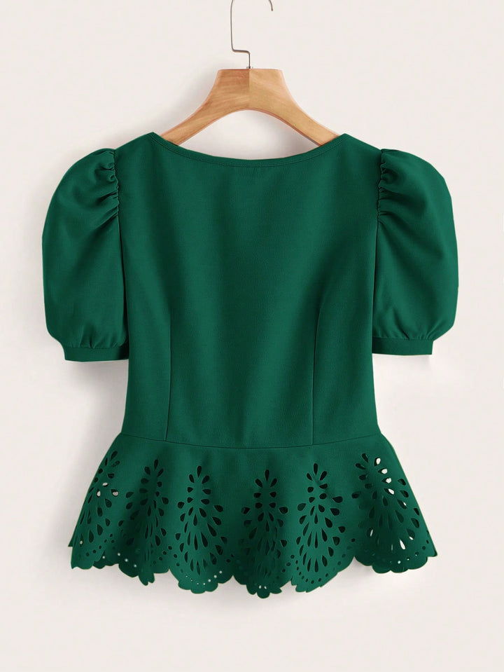 Bluza peplum SHEIN, verde