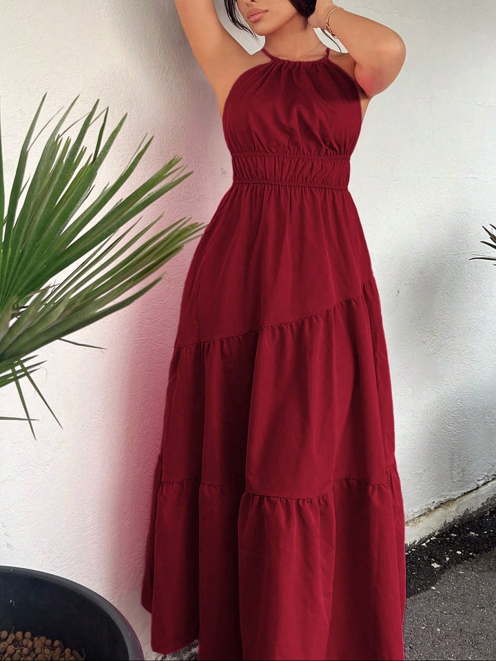 SHEIN maxi ruha, bordó