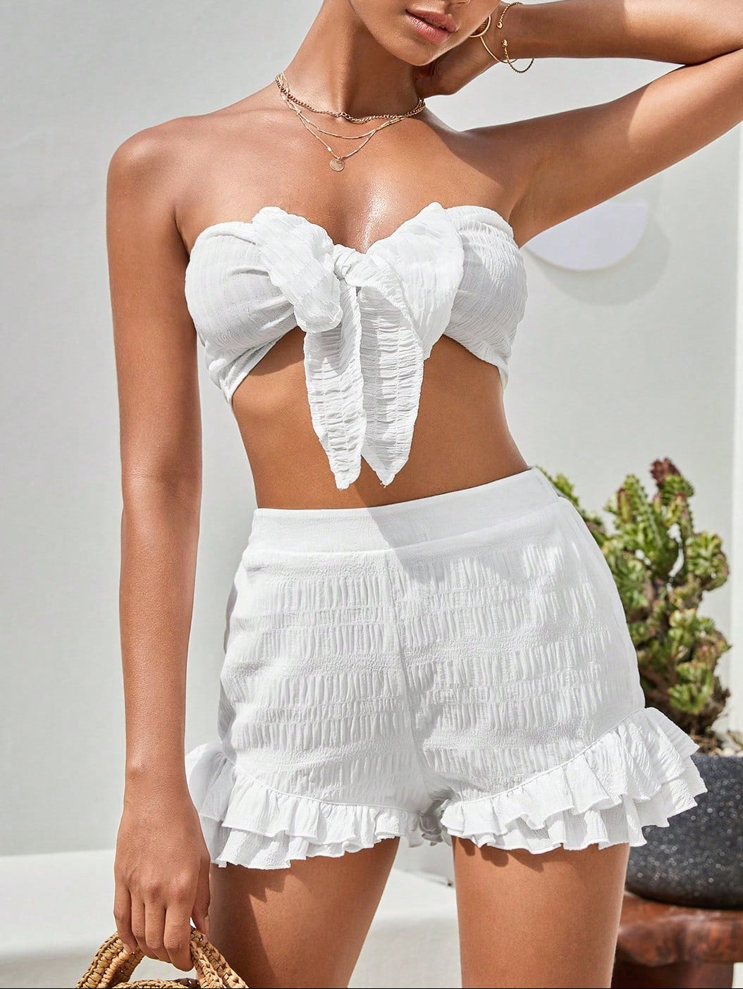 Pantaloni scurți SHEIN, alb
