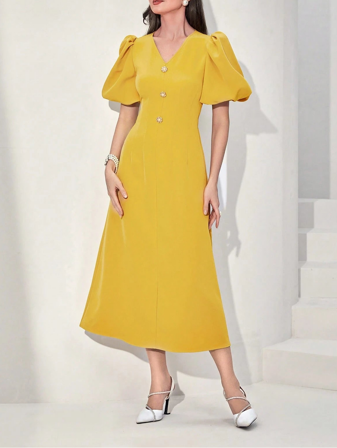 Rochie midi SHEIN, galben