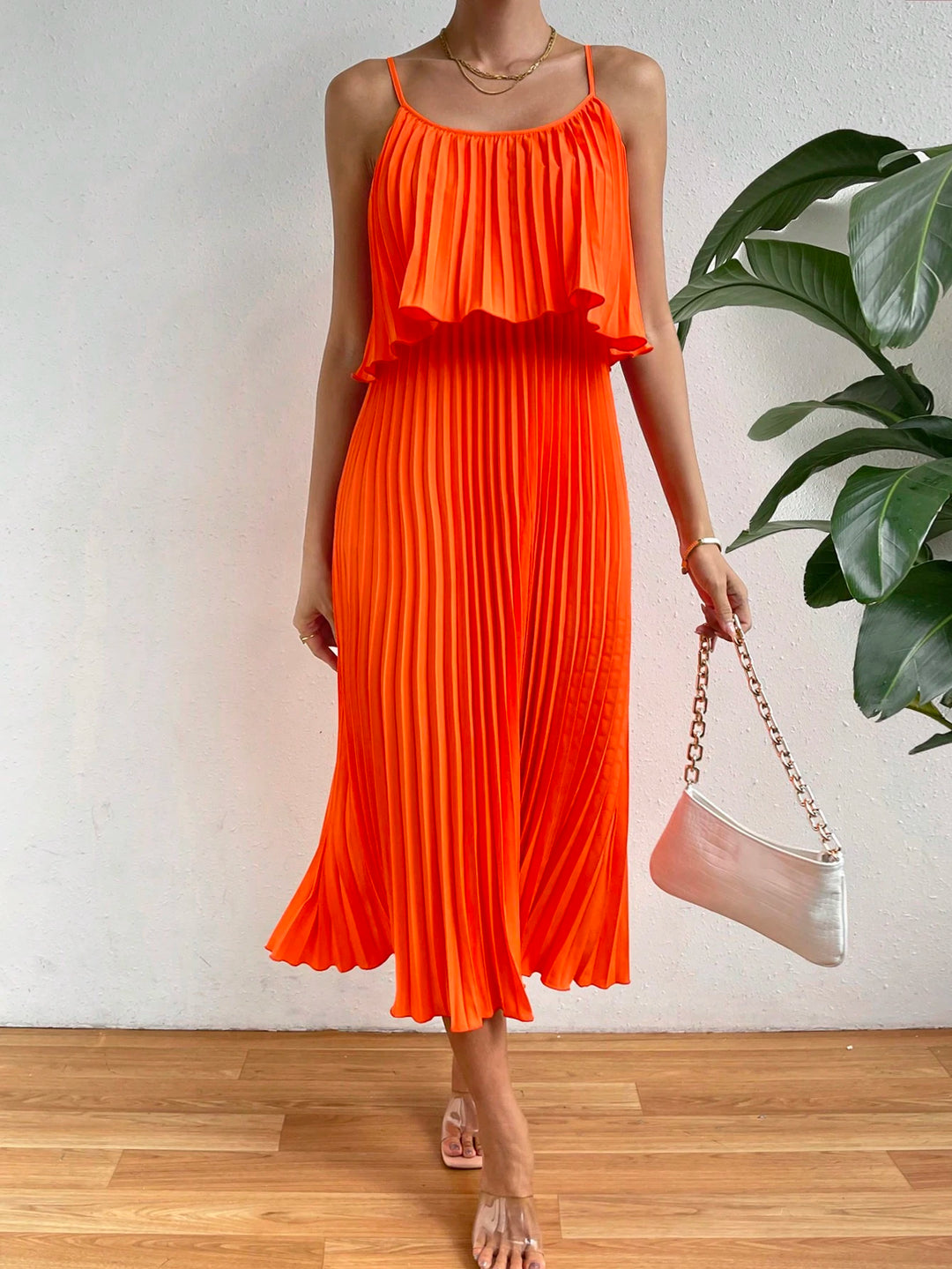 Rochie midi SHEIN, portocaliu