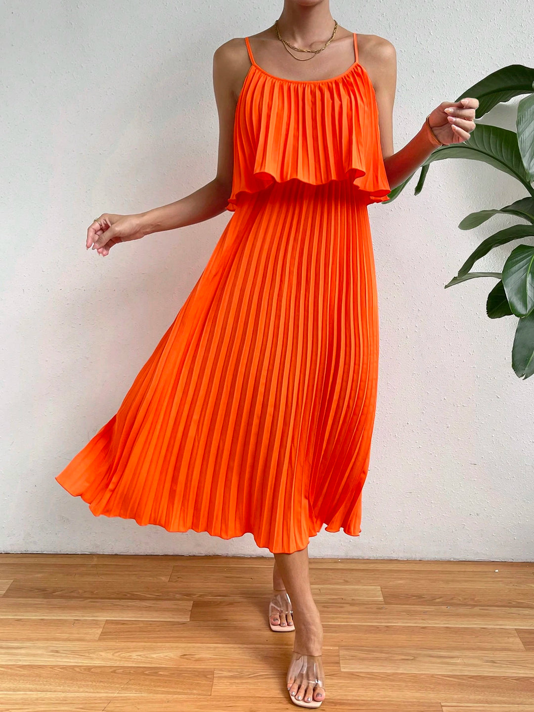 Rochie midi SHEIN, portocaliu