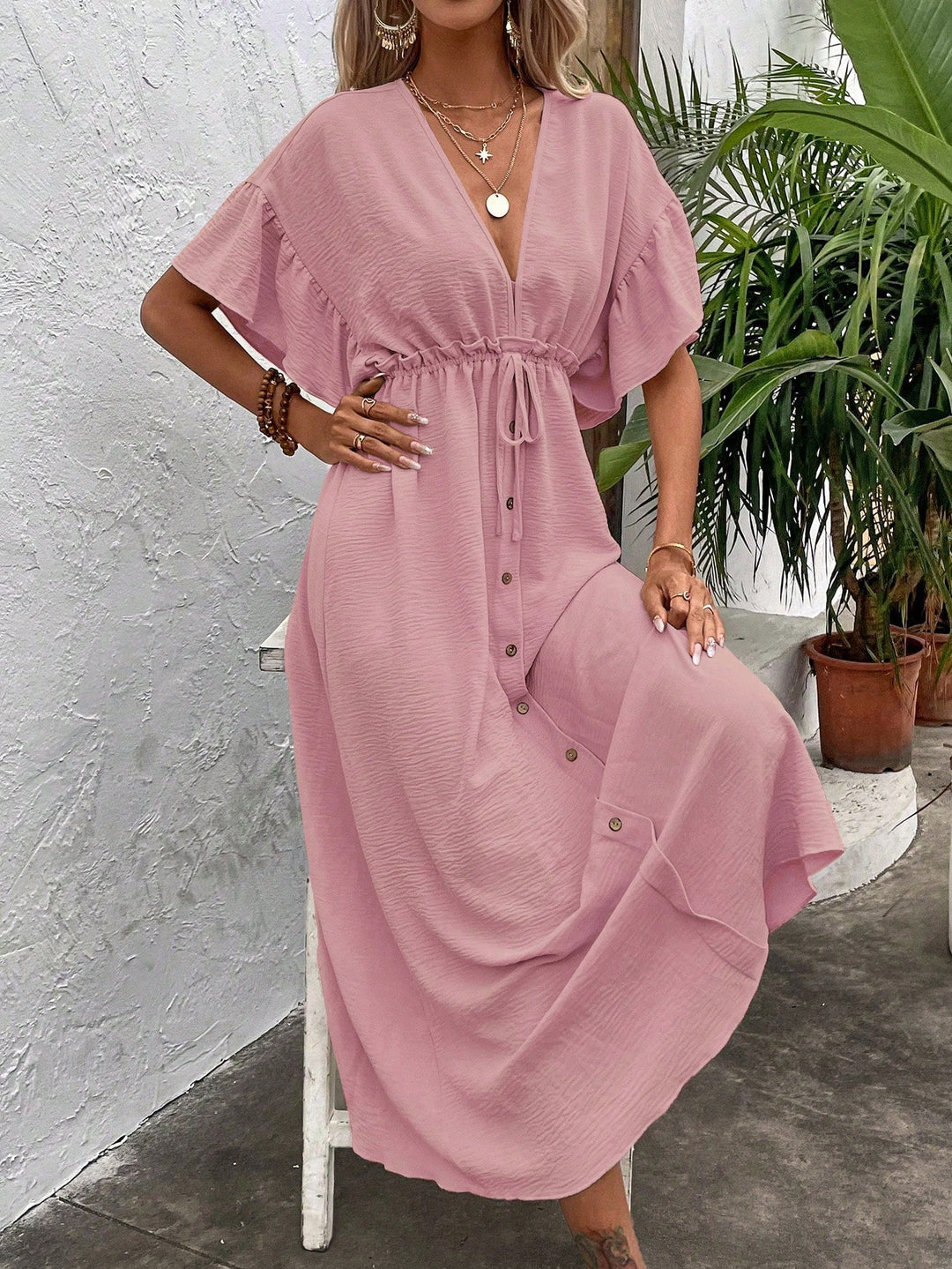 Rochie midi SHEIN, roz
