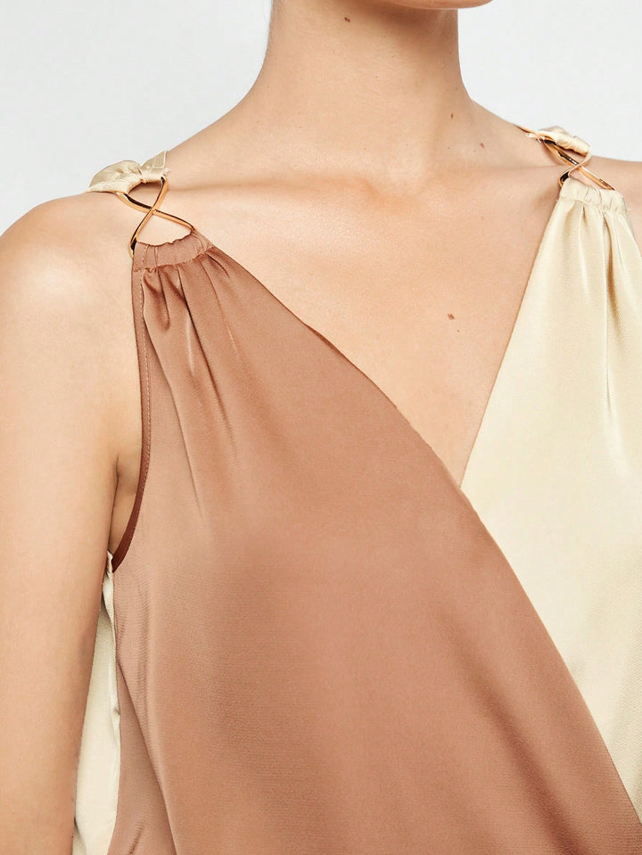 Bluza satin fără mâneci SHEIN, mix culori