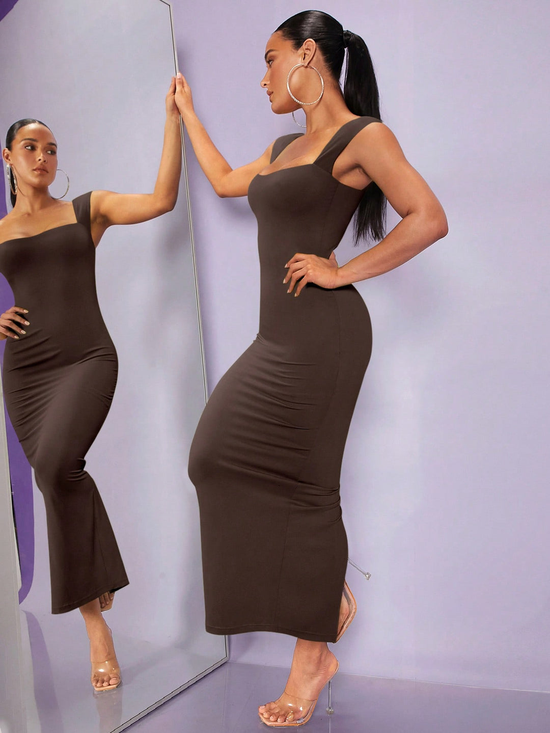 Rochie maxi SHEIN, maro