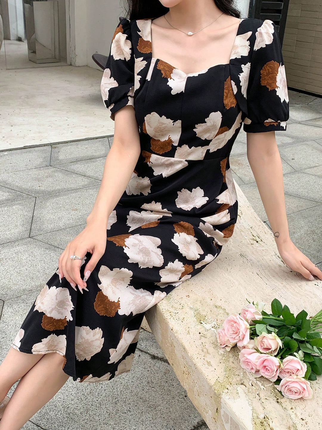 SHEIN Midi Dress, Mixed Colors