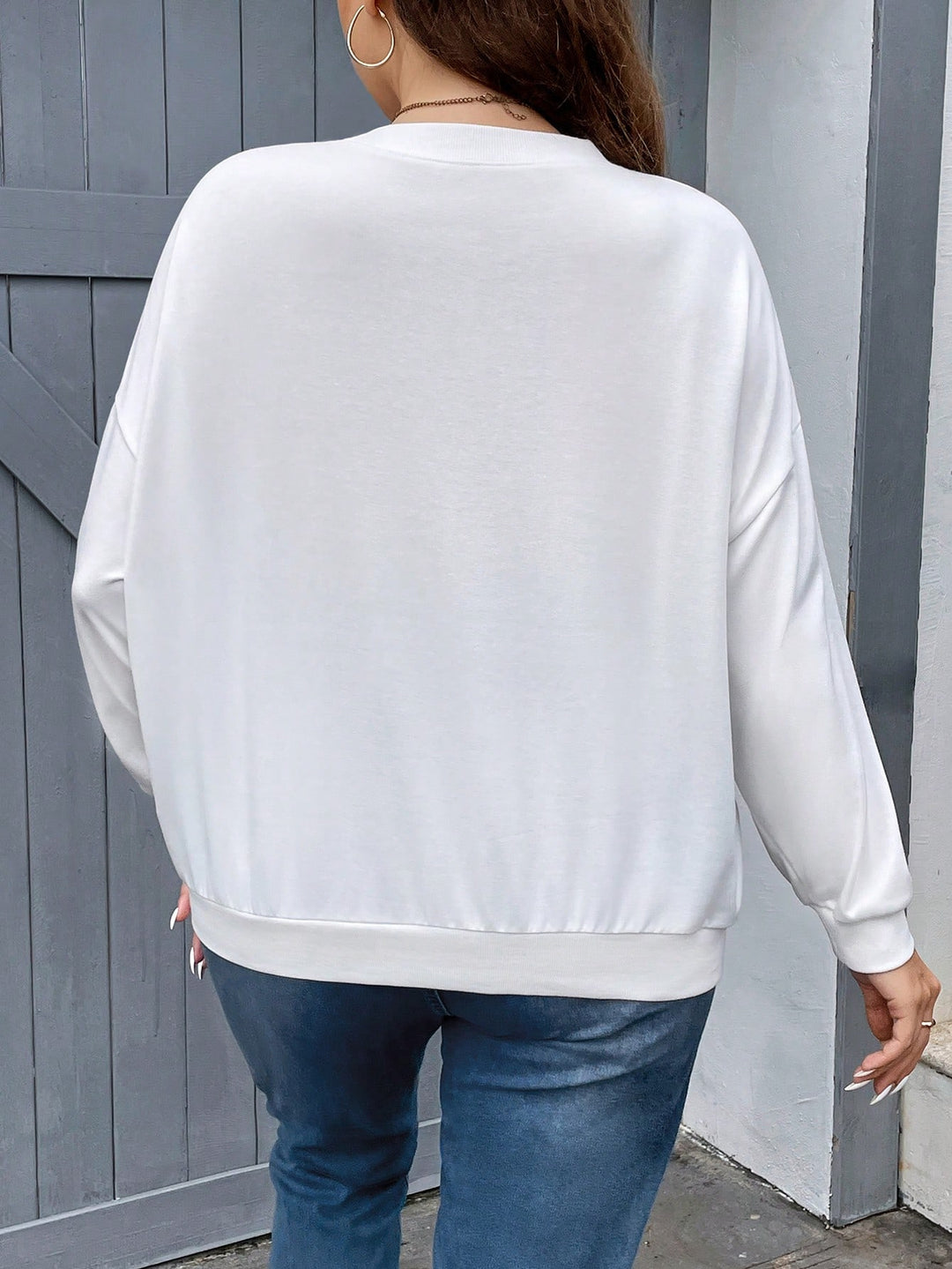 Shein Curve+ blúz, krémszínű