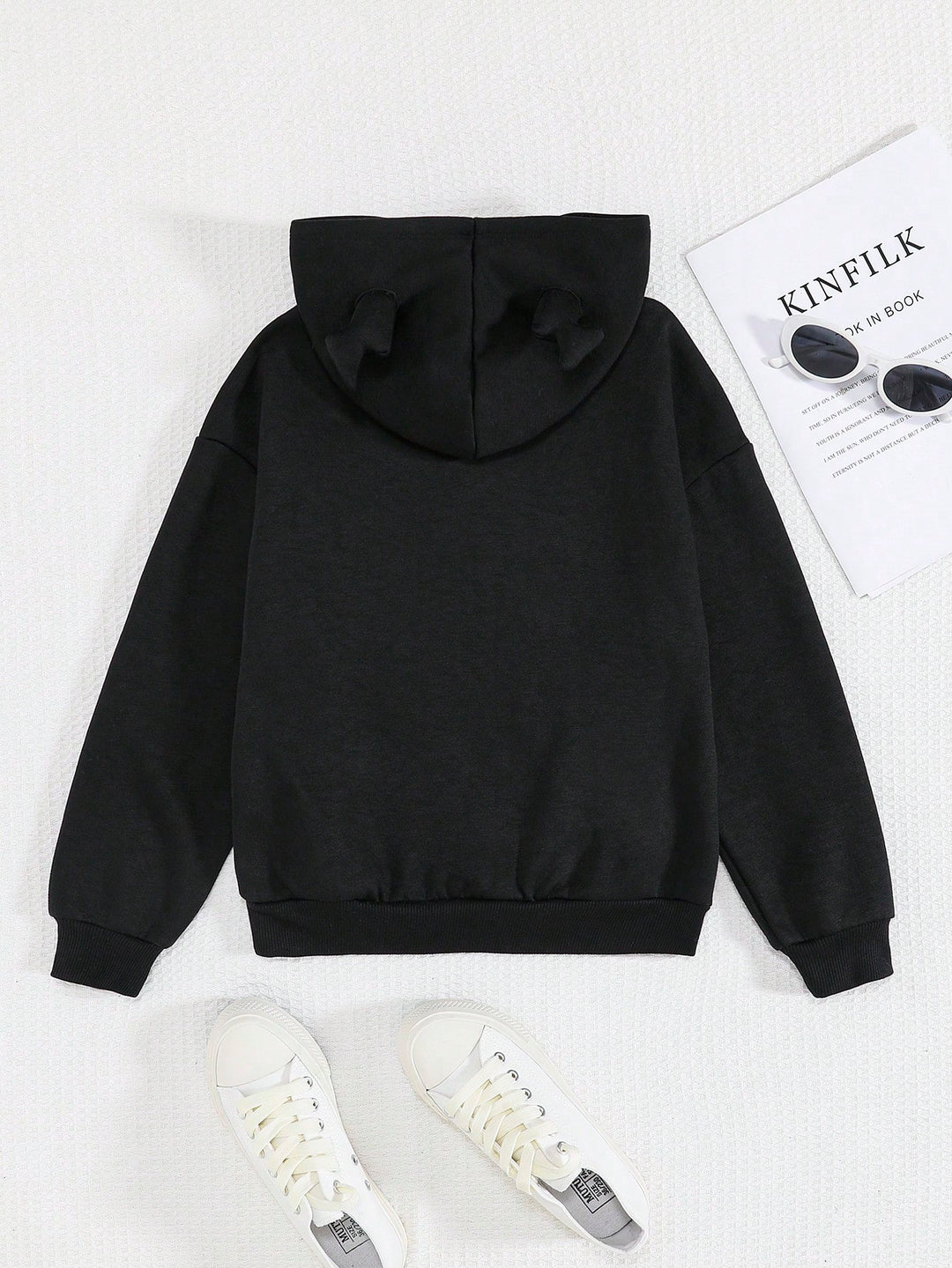 SHEIN kapucnis pulcsi, fekete