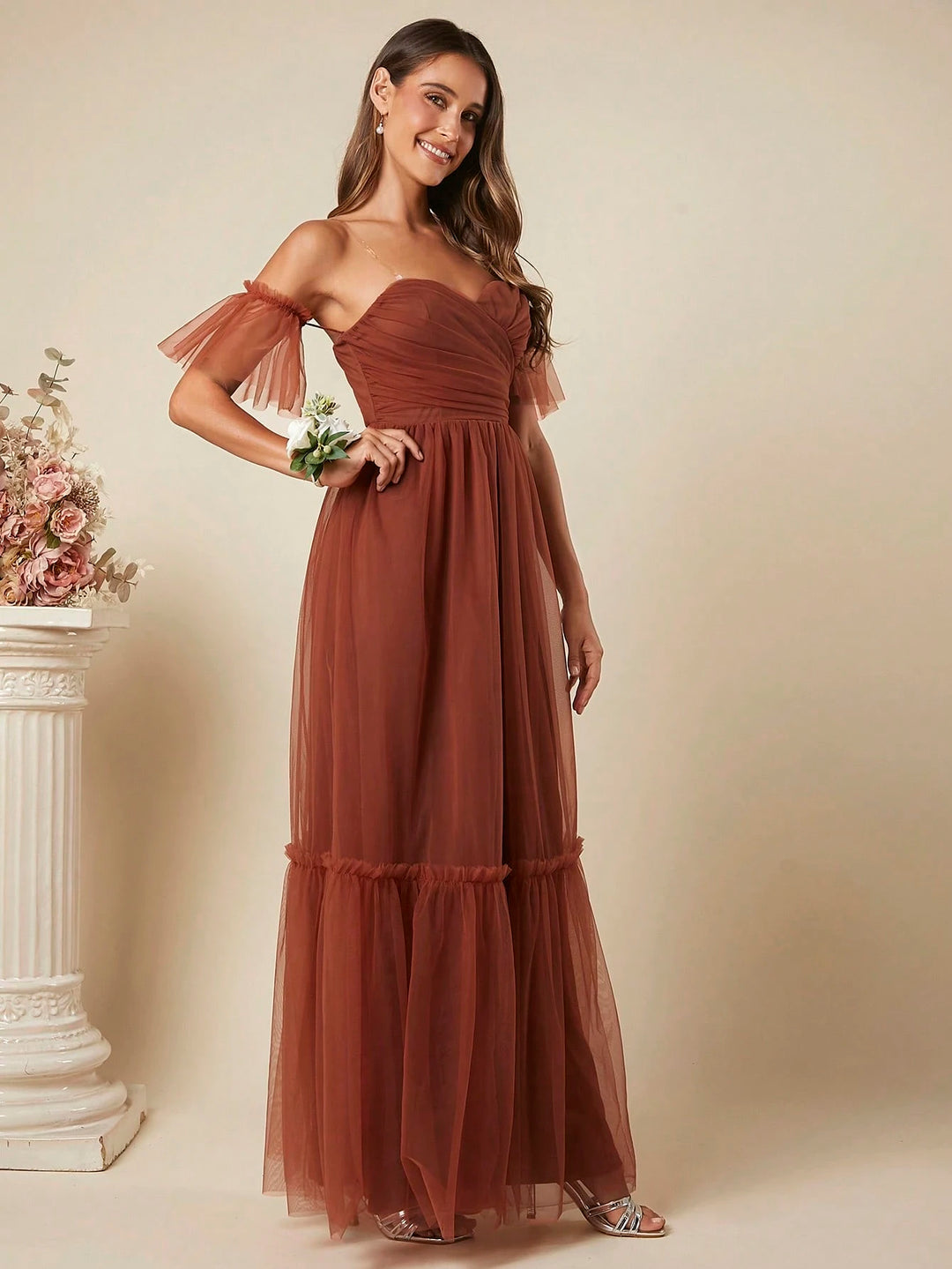 Rochie maxi SHEIN, maro