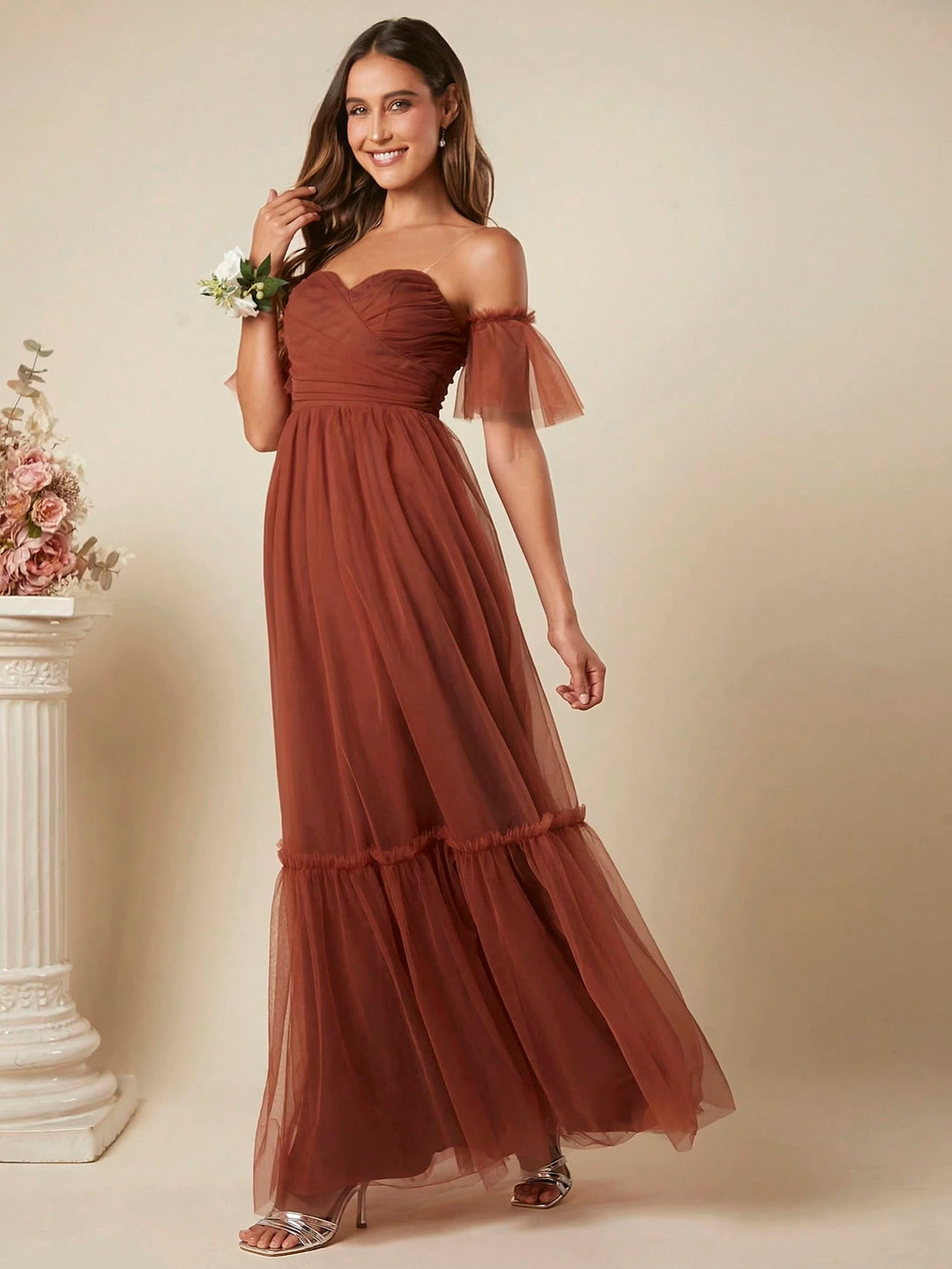 Rochie maxi SHEIN, maro