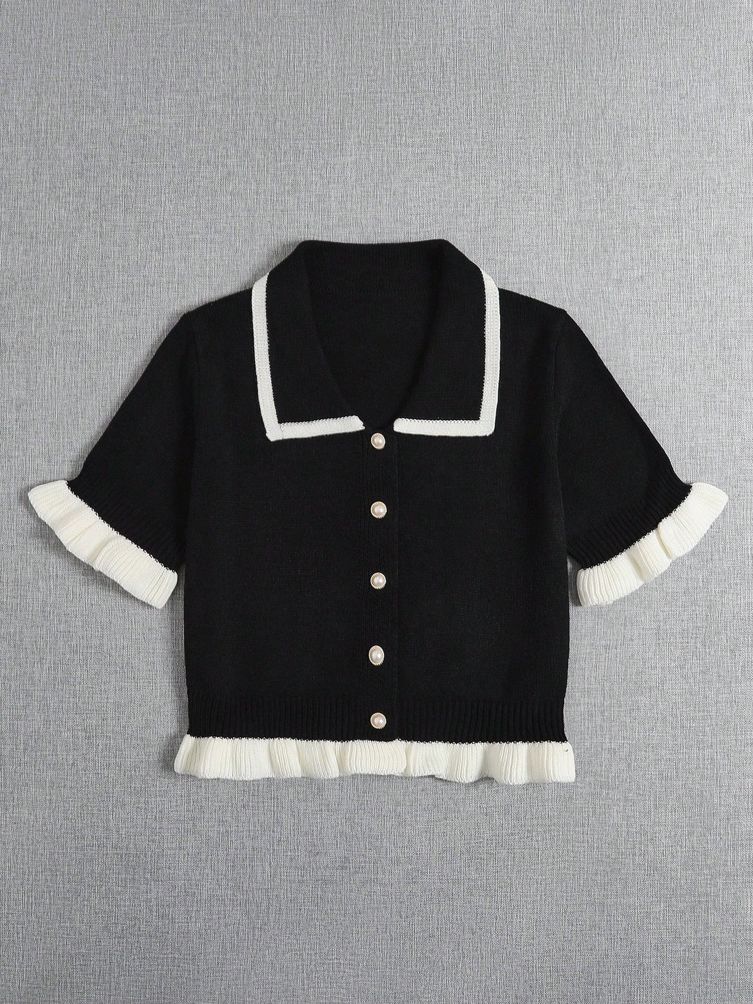 Pulover cu nasturi SHEIN, negru