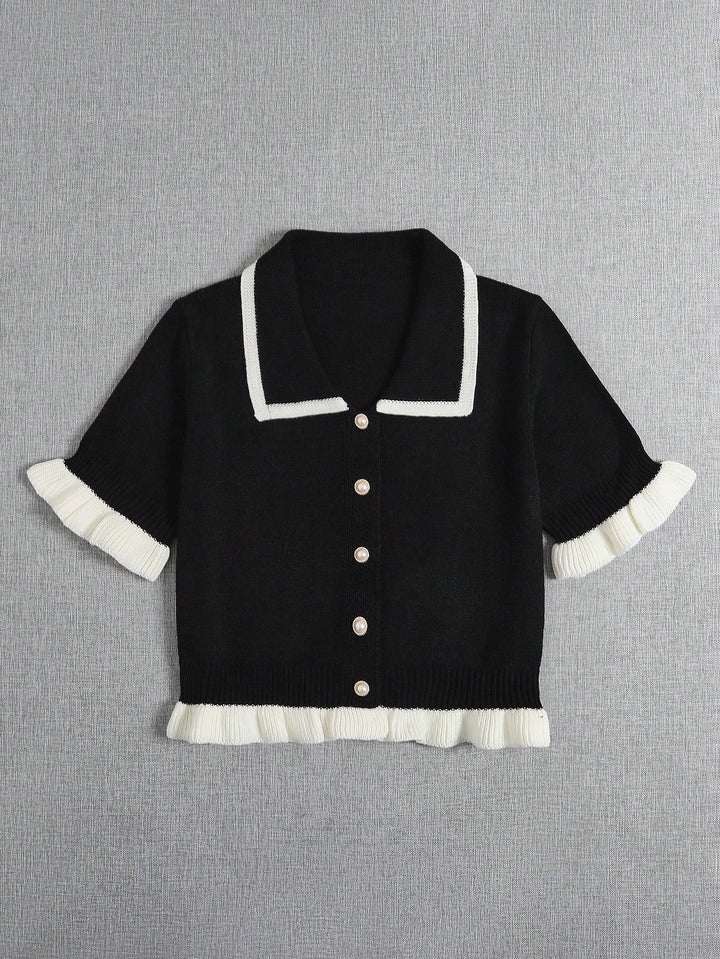 Pulover cu nasturi SHEIN, negru