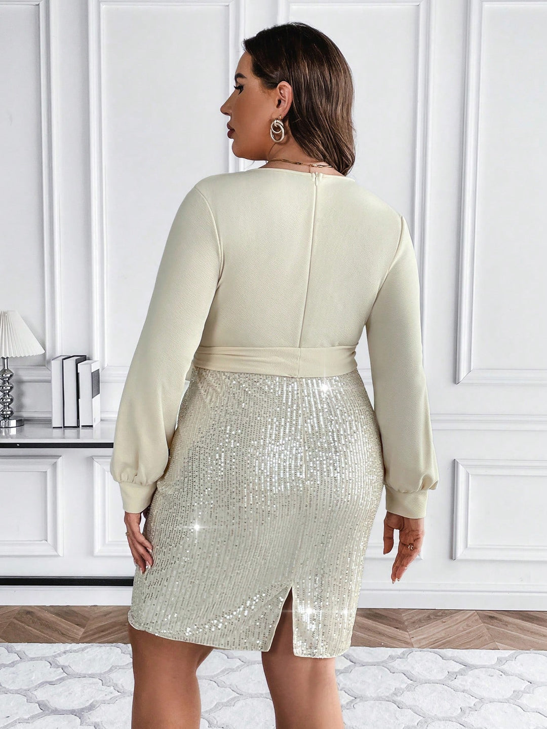 Rochie mini Shein Curve+, crem