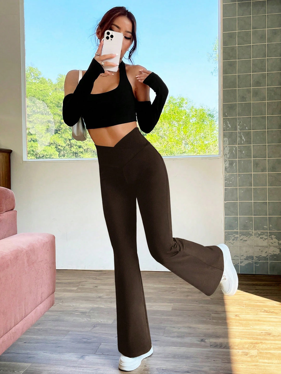 Pantaloni SHEIN, maro