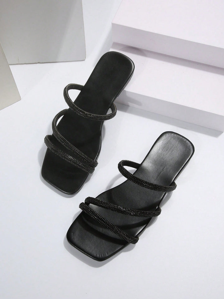 SHEIN sliders, black