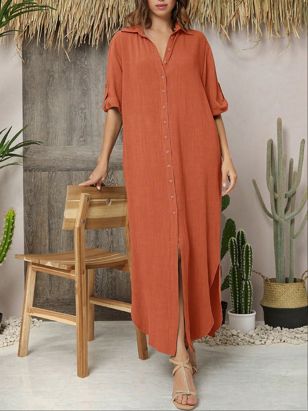Rochie maxi SHEIN, cărămiziu