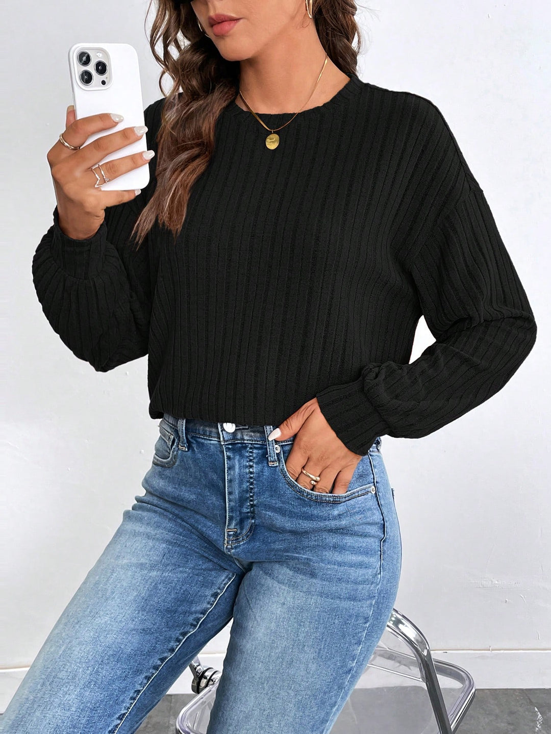 SHEIN blúz, fekete