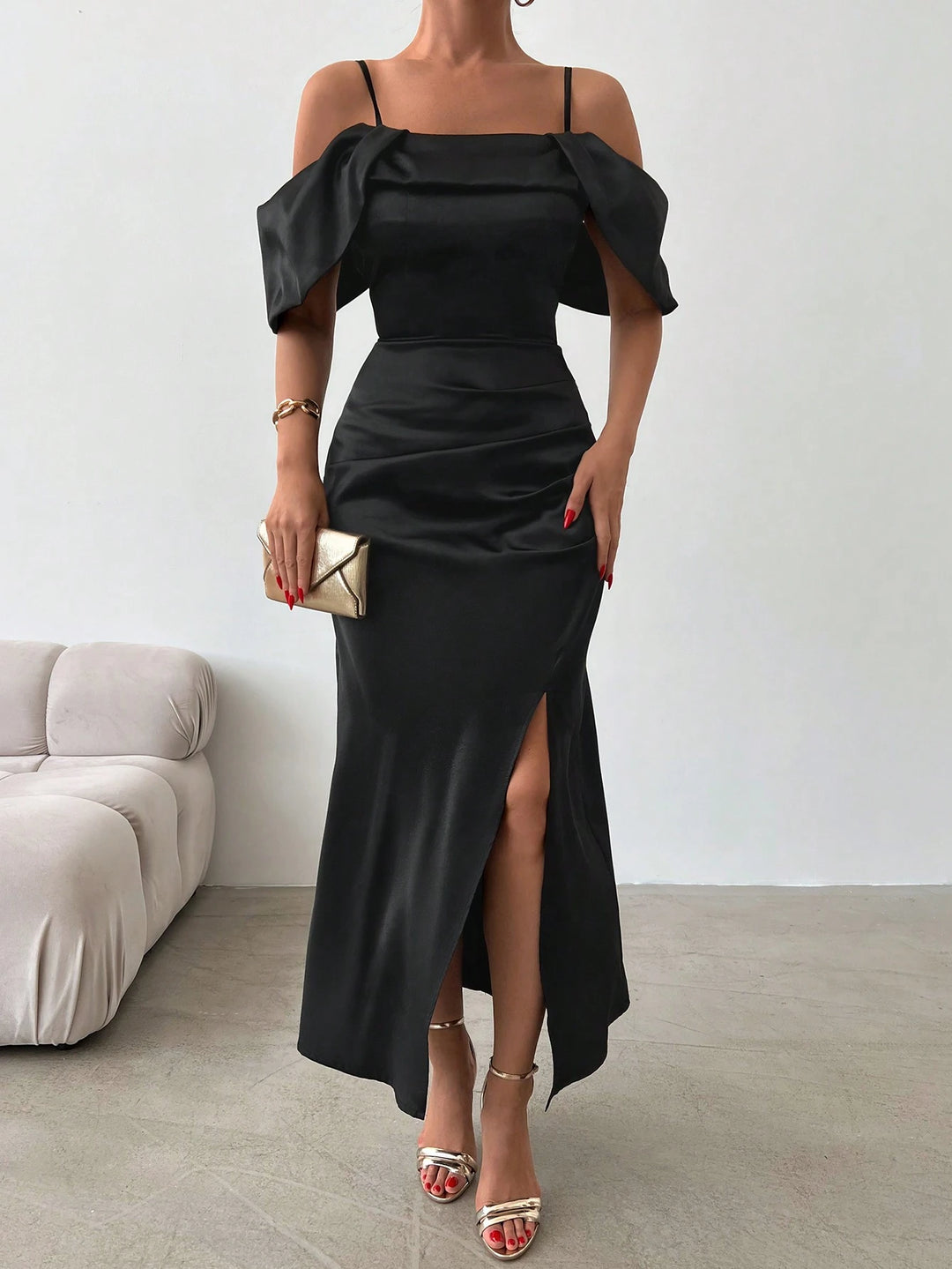 SHEIN maxi ruha, fekete