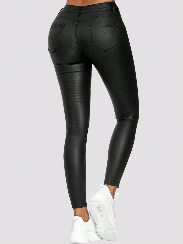 SHEIN bőrhatású leggings, fekete