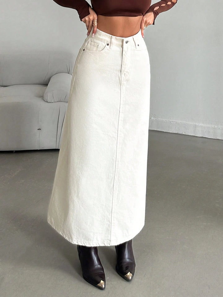 SHEIN farmerhatású szoknya, bézs