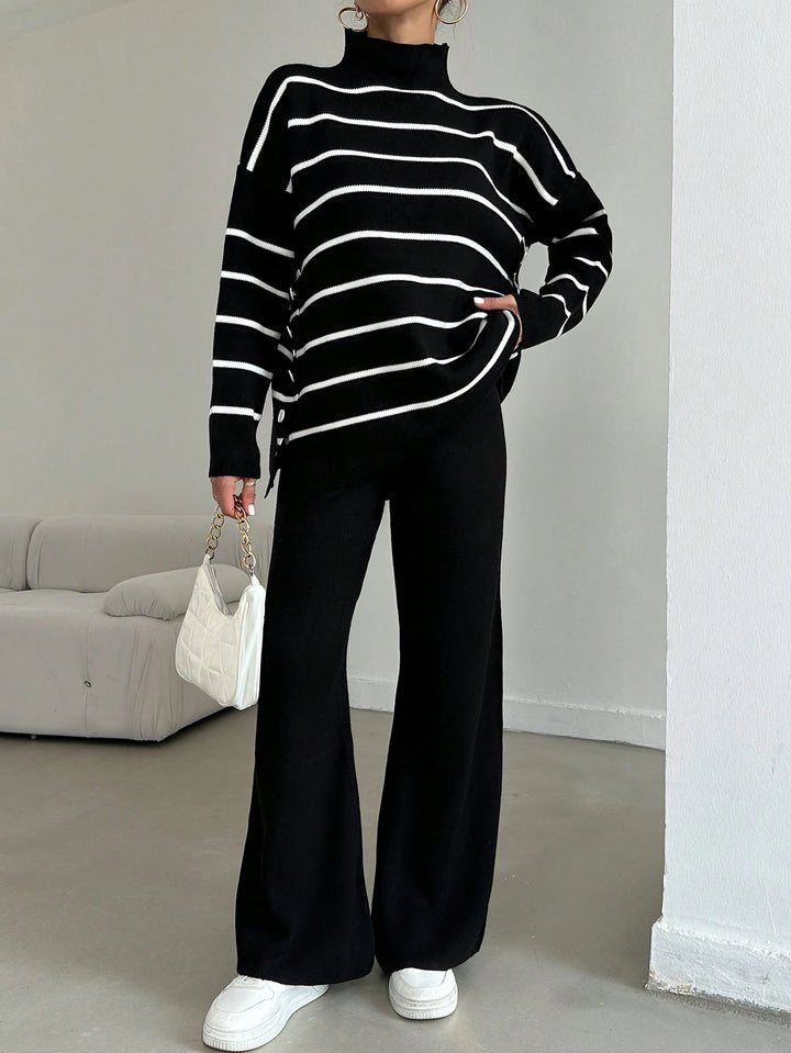 SHEIN Flared gebreide broek, zwart