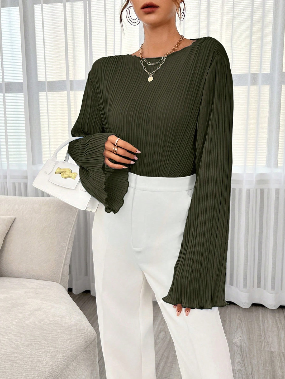SHEIN blúz, khaki