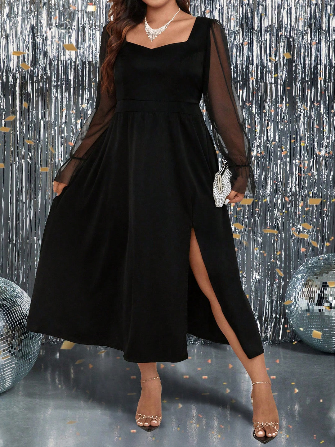 SHEIN maxi ruha, fekete